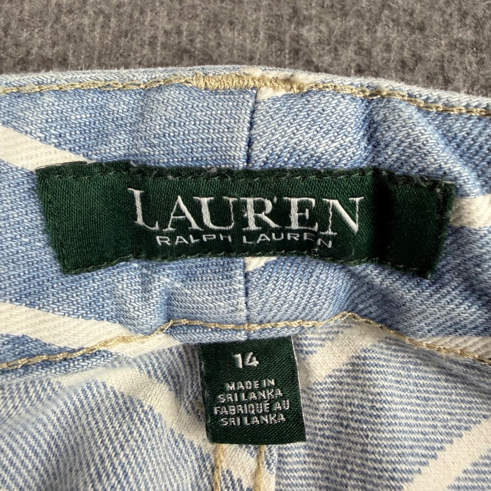 Lauren Ralph Lauren Blue and White Vertical Stripe Straight-Leg Jeans - Picture 3 of 12